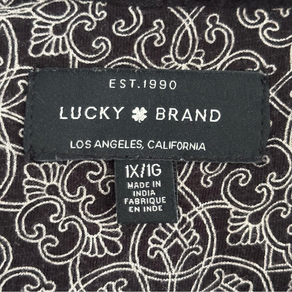 Lucky Brand Womens Embroidered Boho Long Sleeve Top Size 1X Black White Peasant - Picture 2 of 7
